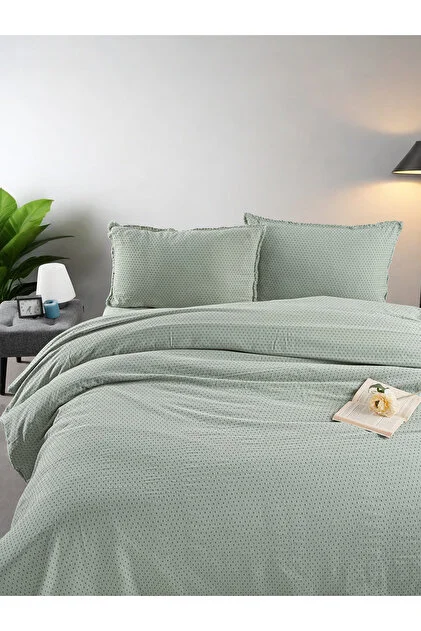 BED LİNE NEVRESİM TAKIMI ÇİFT KİŞİLİK MELODİ MİNT