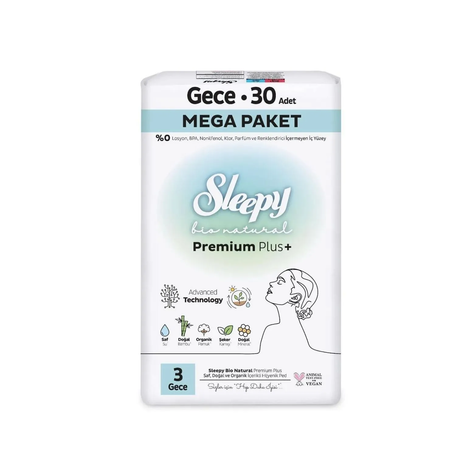 SLEEPY BIO NATURAL MEGA GECE PED 30 ADET