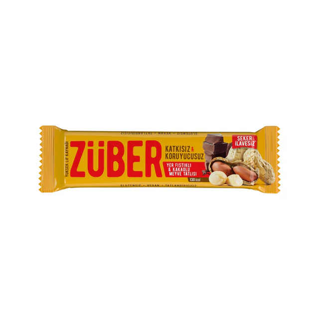  ZÜBER Yer Fıstıklı ve Kakaolu Meyve Bar 40gr (1 ADET)