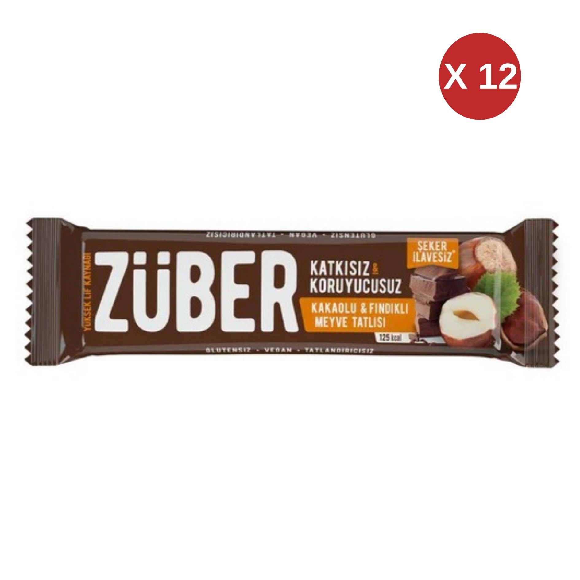  ZÜBER Fındık ve Kakaolu Meyve Bar 40gr 12 ADET