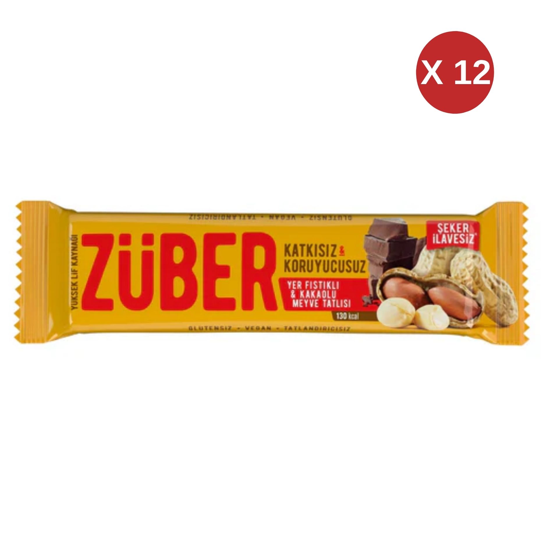  ZÜBER Yer Fıstıklı ve Kakaolu Meyve Bar 40gr (12 ADET)