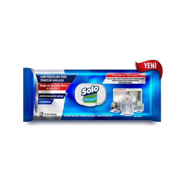 SOLO CAM YÜZEY TEMİZLİK HAVLU. ULTRA GÜÇ AQUA 30'LU