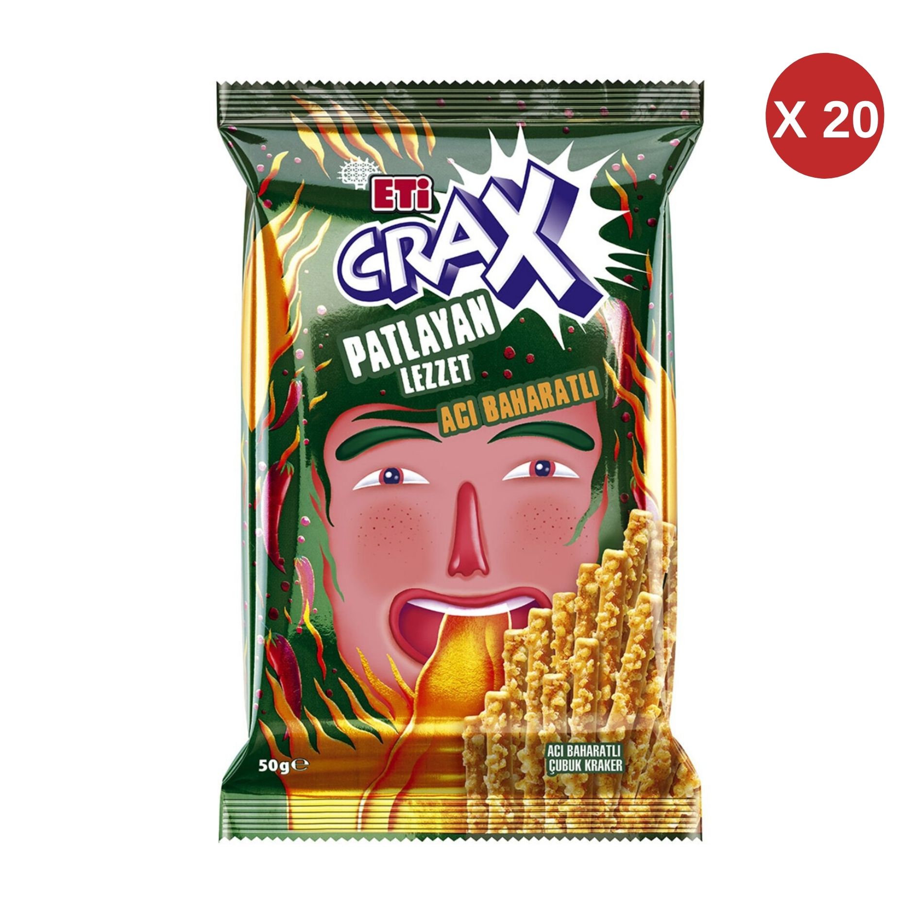 ETİ CRAX ACI BAHARATLI 50 GR ( 20 ADET )